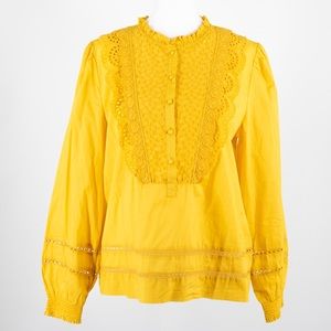 J.Crew Ruffled Neck Cotton Top